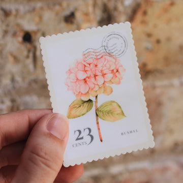 Vintage Hydrangea Stamp 3” Sticker